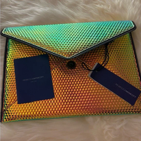 Rebecca Minkoff Holographic Envelope Clutch NWT - Picture 3 of 7